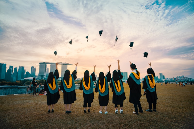 A graduation ceremony representing college admissions success
