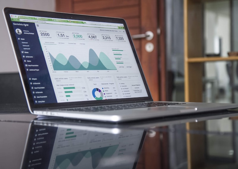 Analytics and data on a screen representing systematic analysis